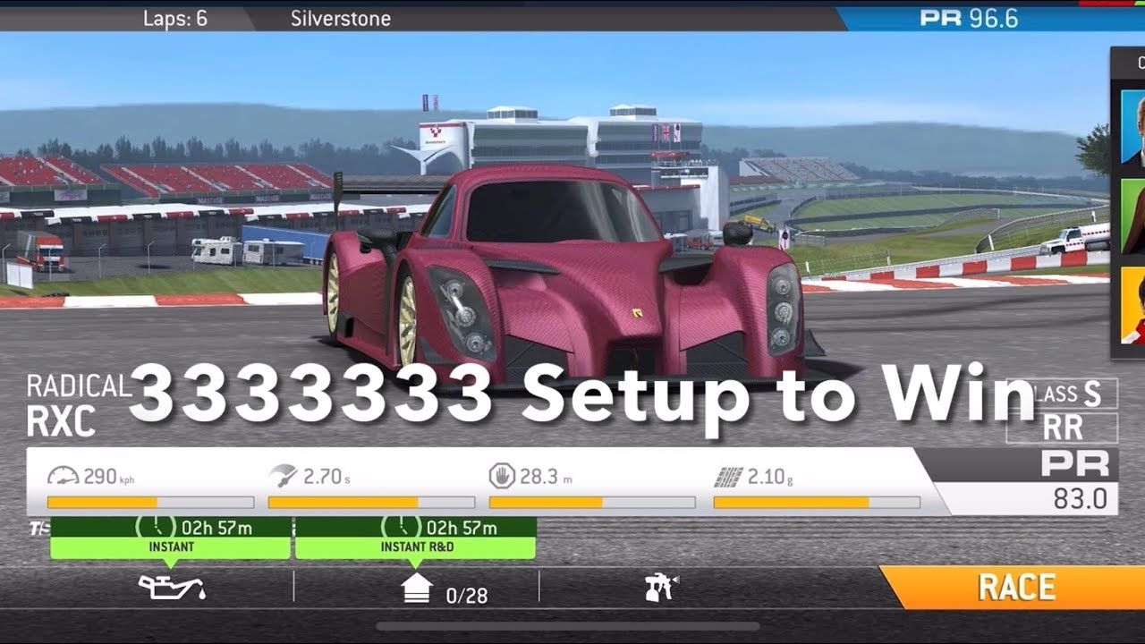 Real Racing 3 RR3 Radical RXC: Limited Series winning costs, Full Upgrade Tree