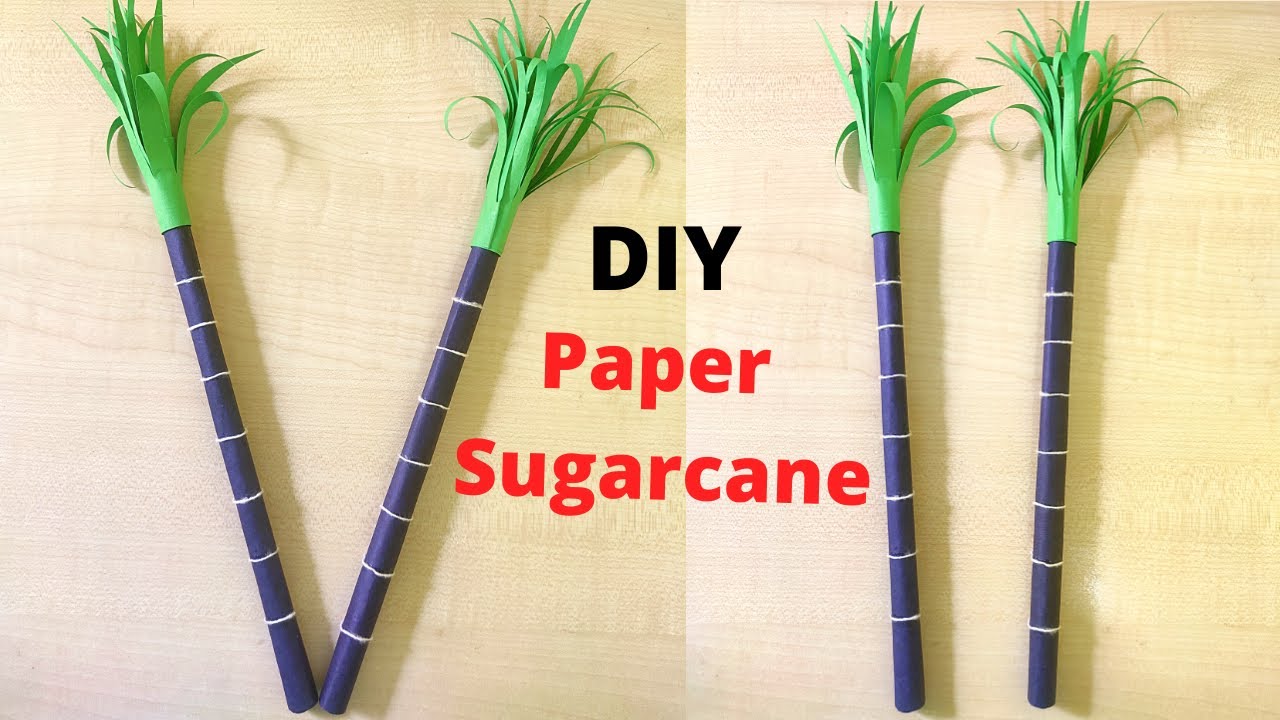 Easy Diy Paper Sugarcane | Pongal Decoration Ideas| Easy Pongal Craft | Sugarcane | Krithik's Kraft