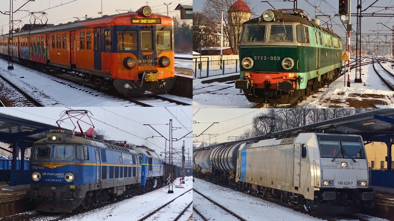 ET22-003, EN57-1383, duet PKPC Service, duet SM42 i inne składy w Tarnowskich Górach | 24.01.2022