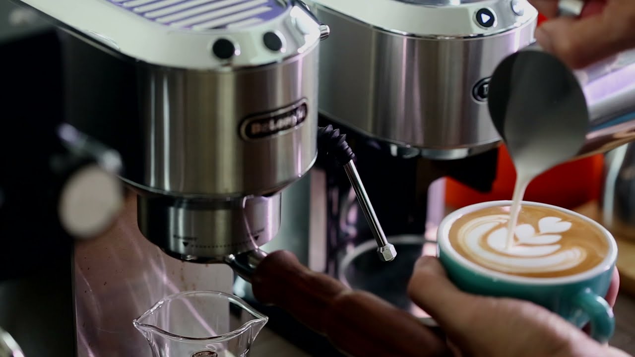 How to make coffee latte with DeLonghi Dedica EC685 Mod Steam wand & KG521Mod.