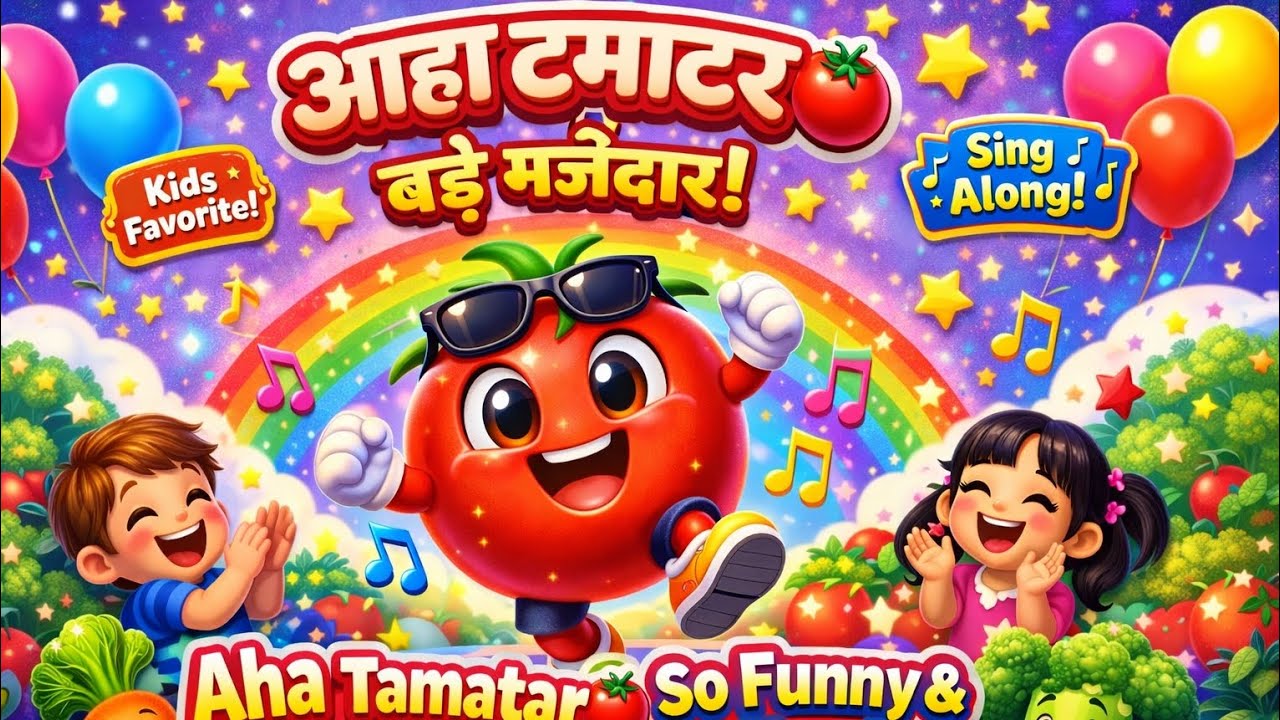 Aha Tamatar 🍅 | आहा टमाटर | Fun Hindi Rhyme for Kids | Cartoon Song