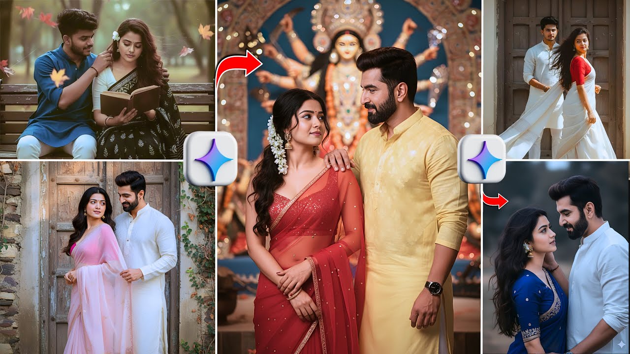 Trending Couple Photo Edit Gemini AI Prompt | Gemini Ai Retro Couple bengali style Photo Editing 