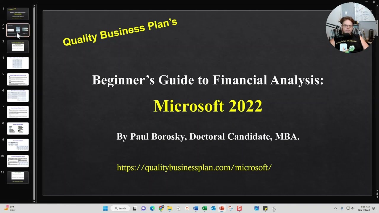 Microsoft 2022 Beginner&rsquo;s Guide to Financial Analysis and Financial Ratios by Paul Borosky, MBA.