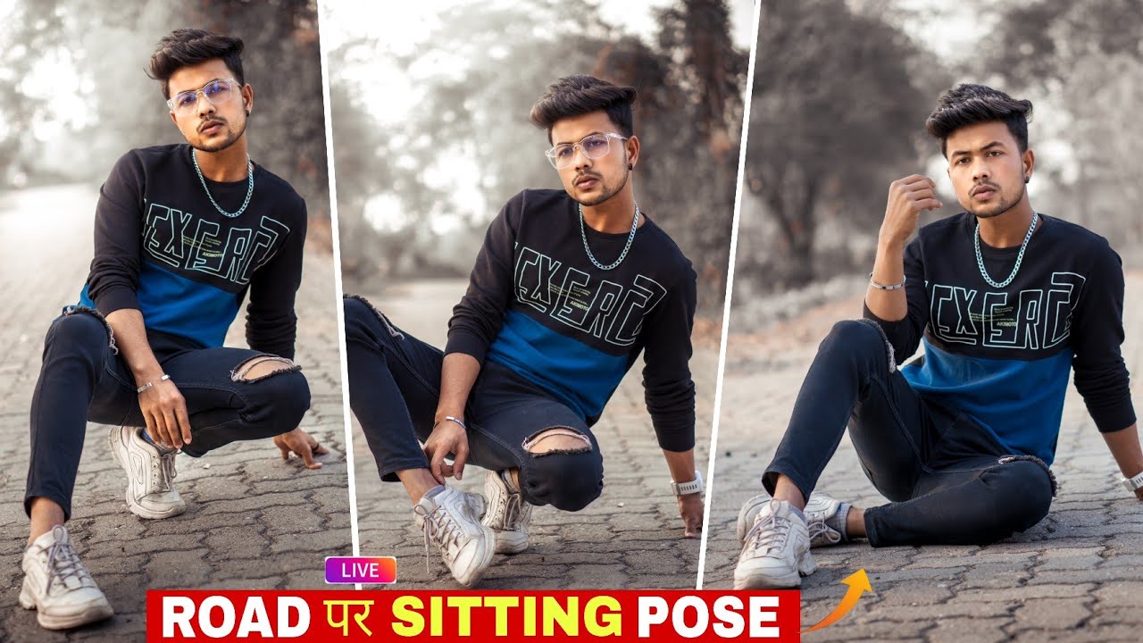 Road पर Live trending Sitting photoshoot pose | How to pose on road | Road photography tips & tricks