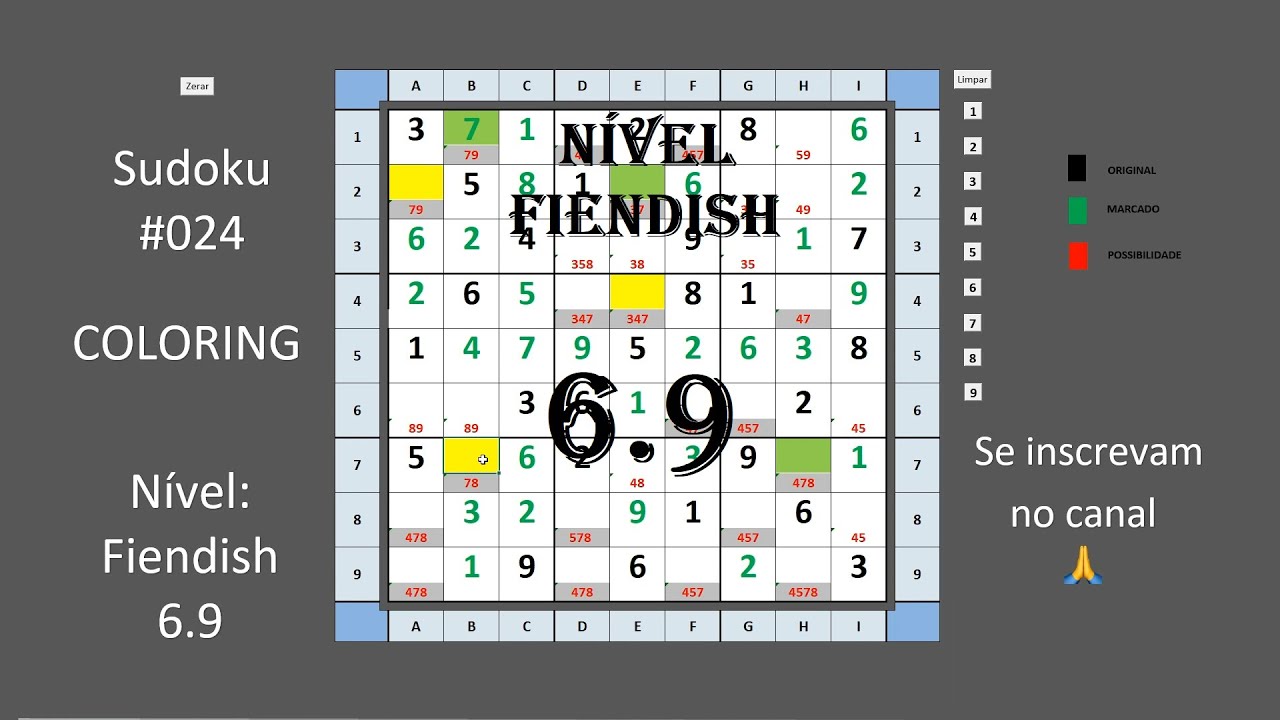 Resolvendo Sudoku #024  Nível Fiendish! (Diabólico)