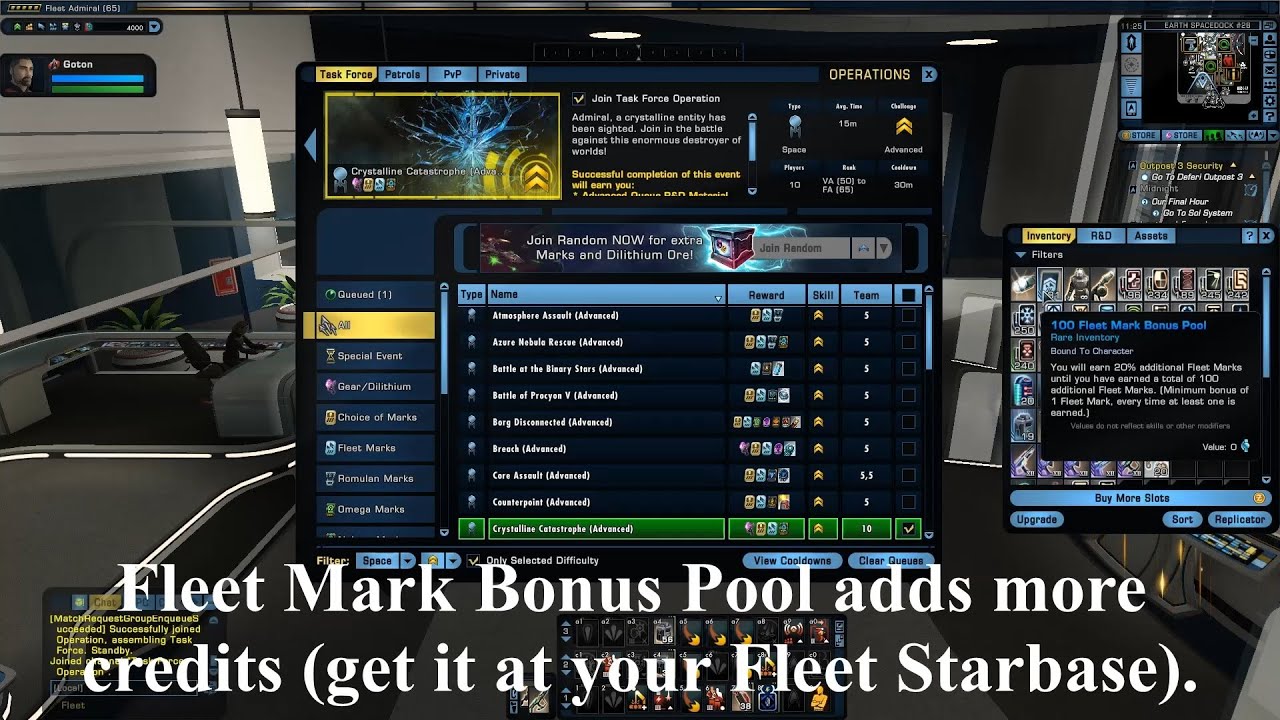 How I earn Fleet credits and Marks & Bonus Pool (basic guide) (tutorial) in Star Trek Online (STO)