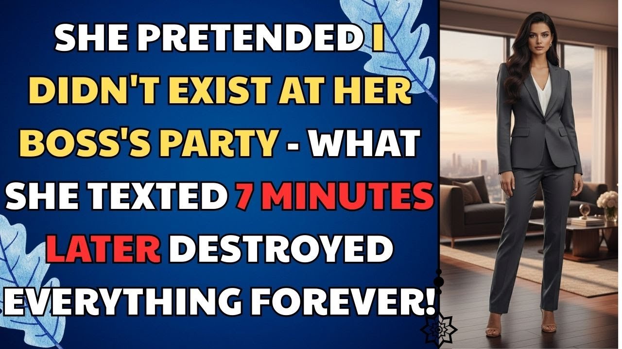 She Pretended I Didn't Exist At Her Boss's Party — What She Texted 7 Minutes Later... Life Story