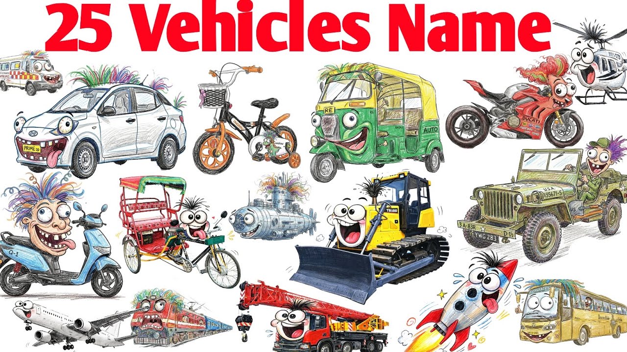 25 Construction Vehicle Name 🚧🚧 | Kids Learning Hindi & English | 25 निर्माण वाहन नाम