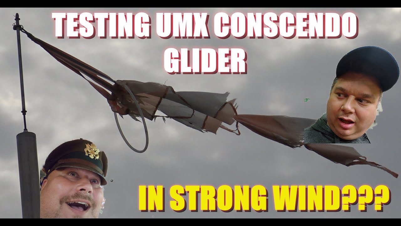 TESTING UMX EFlite Conscendo glider 3S power in STRONG WIND???