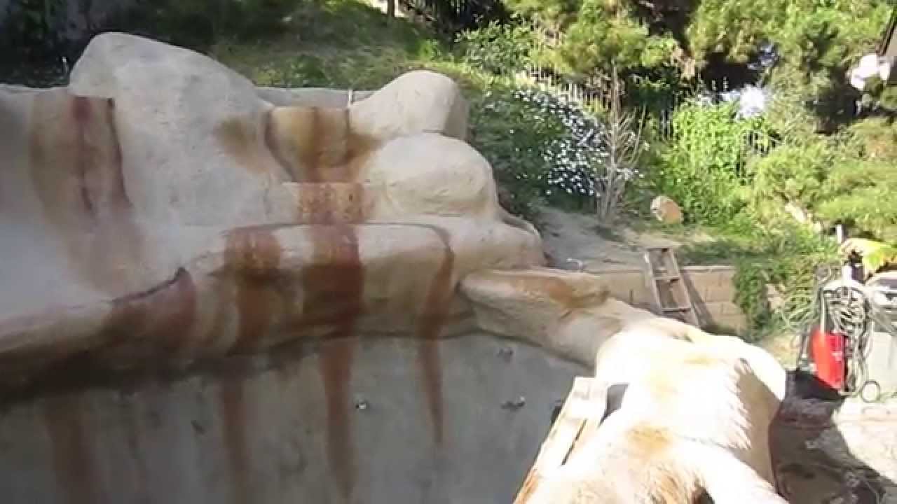Koi pond construction part 8 - faux/artificial boulders & waterfall painting/coloration