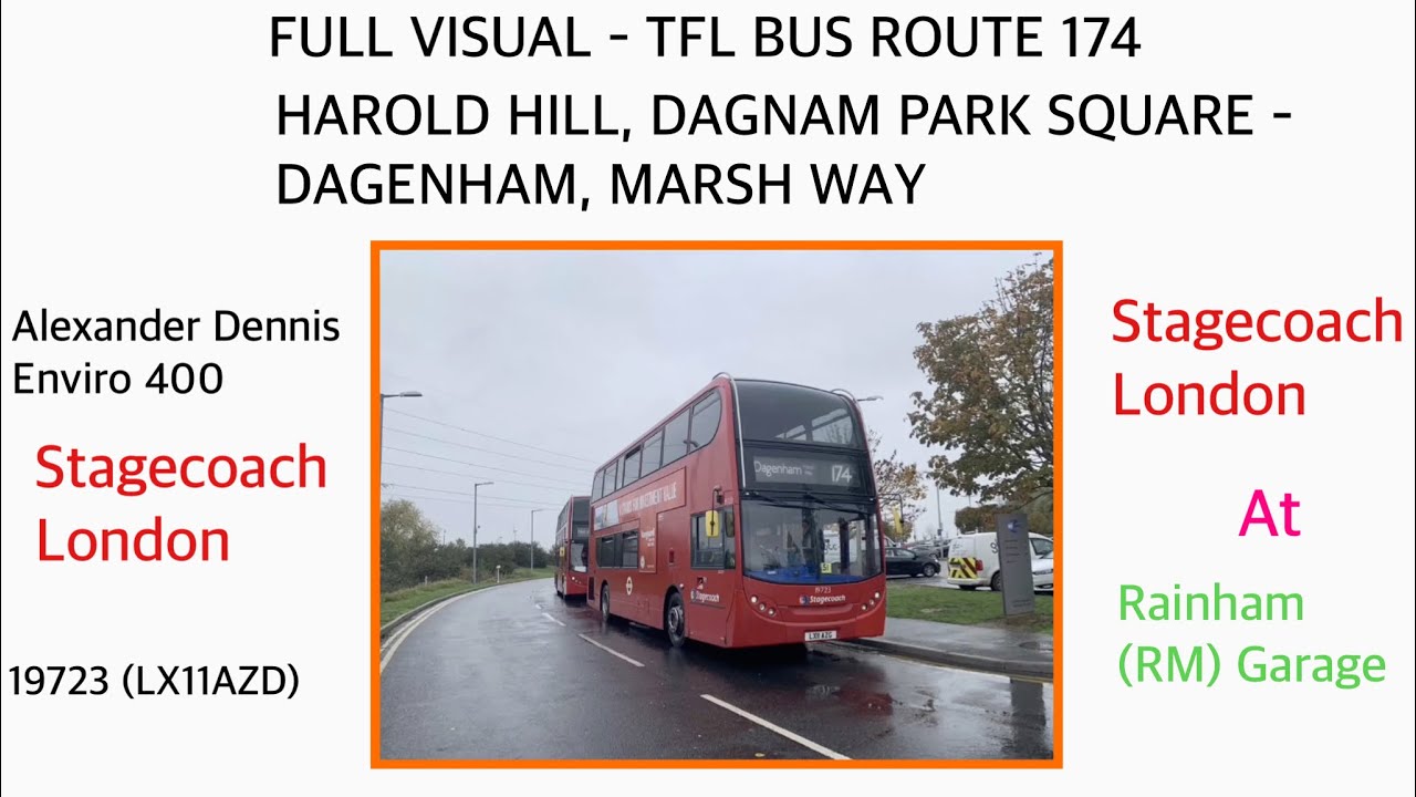 Route Visual~174: Harold Hill, Dagnam Park Square - Dagenham, Marsh Way | 19723 | LX11 AZD