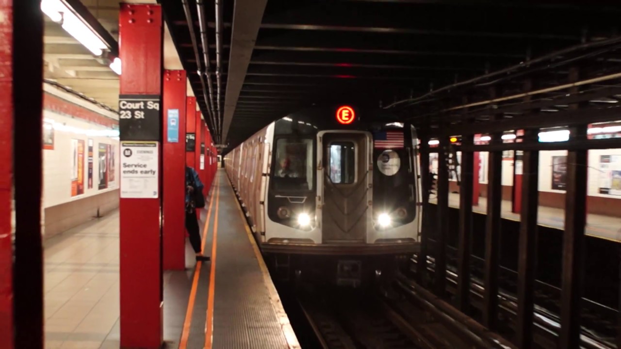 MTA NYC Subway R160 E/M trains at Court Square-23rd Street