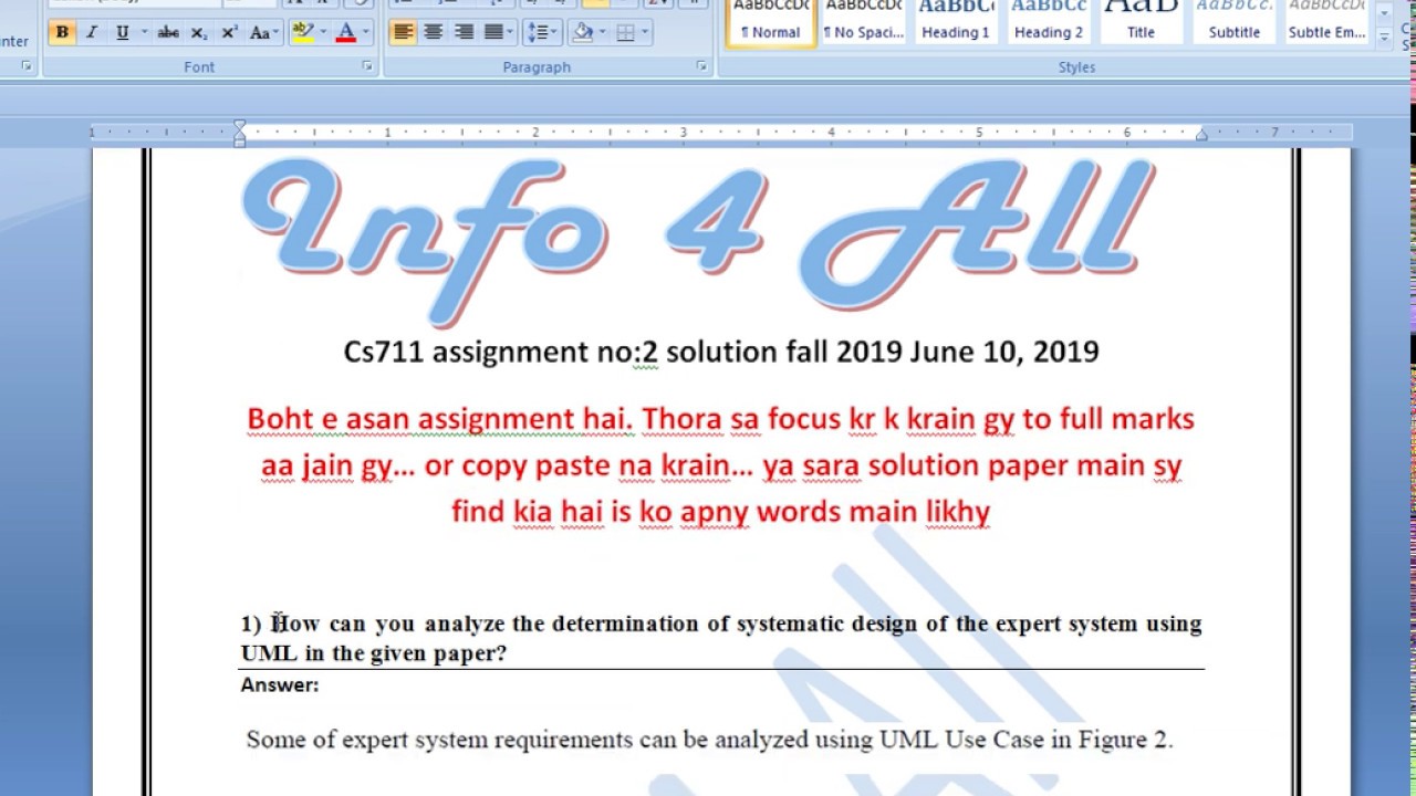 cs711 assignment no 2 solution fall 2019 june