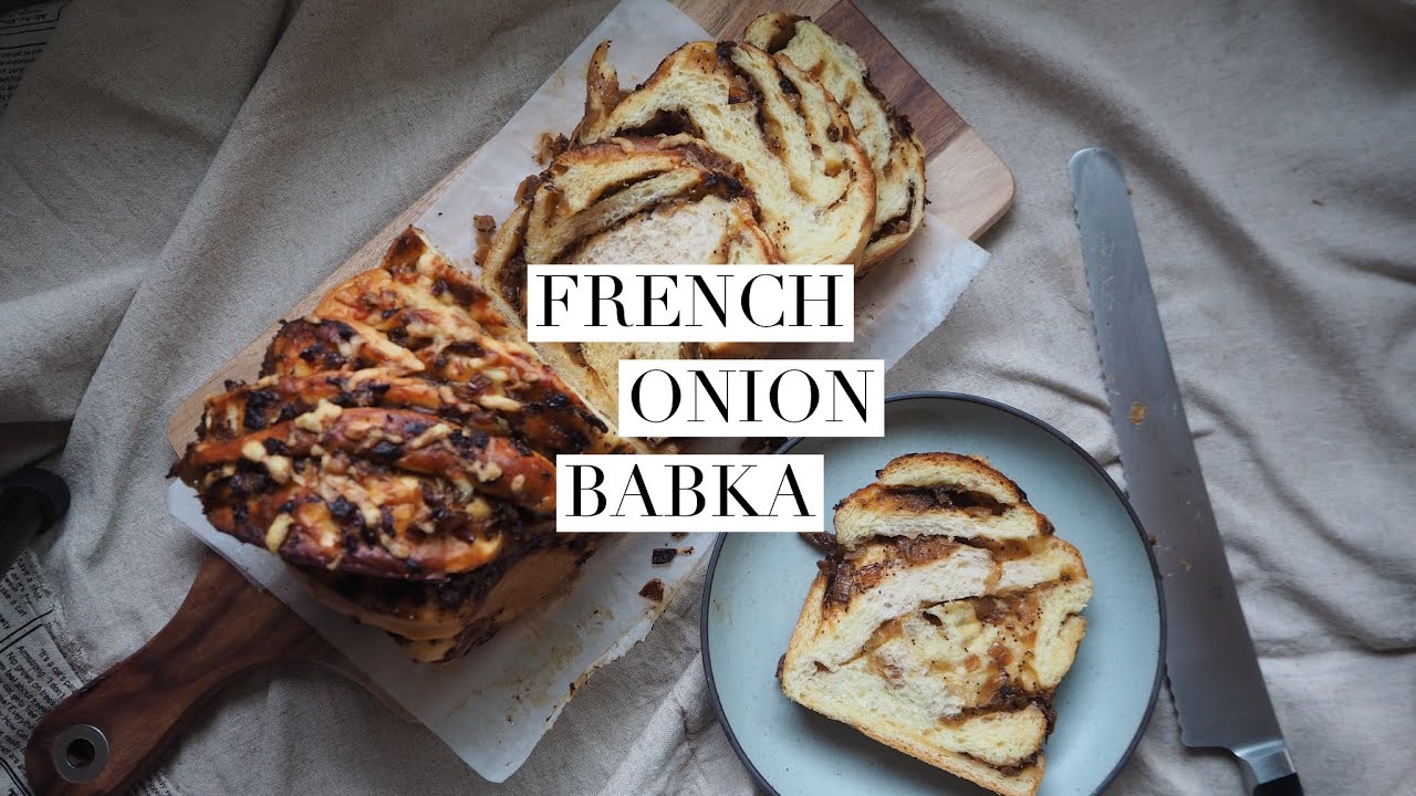 French onion babka / bialy babka with gouda cheese