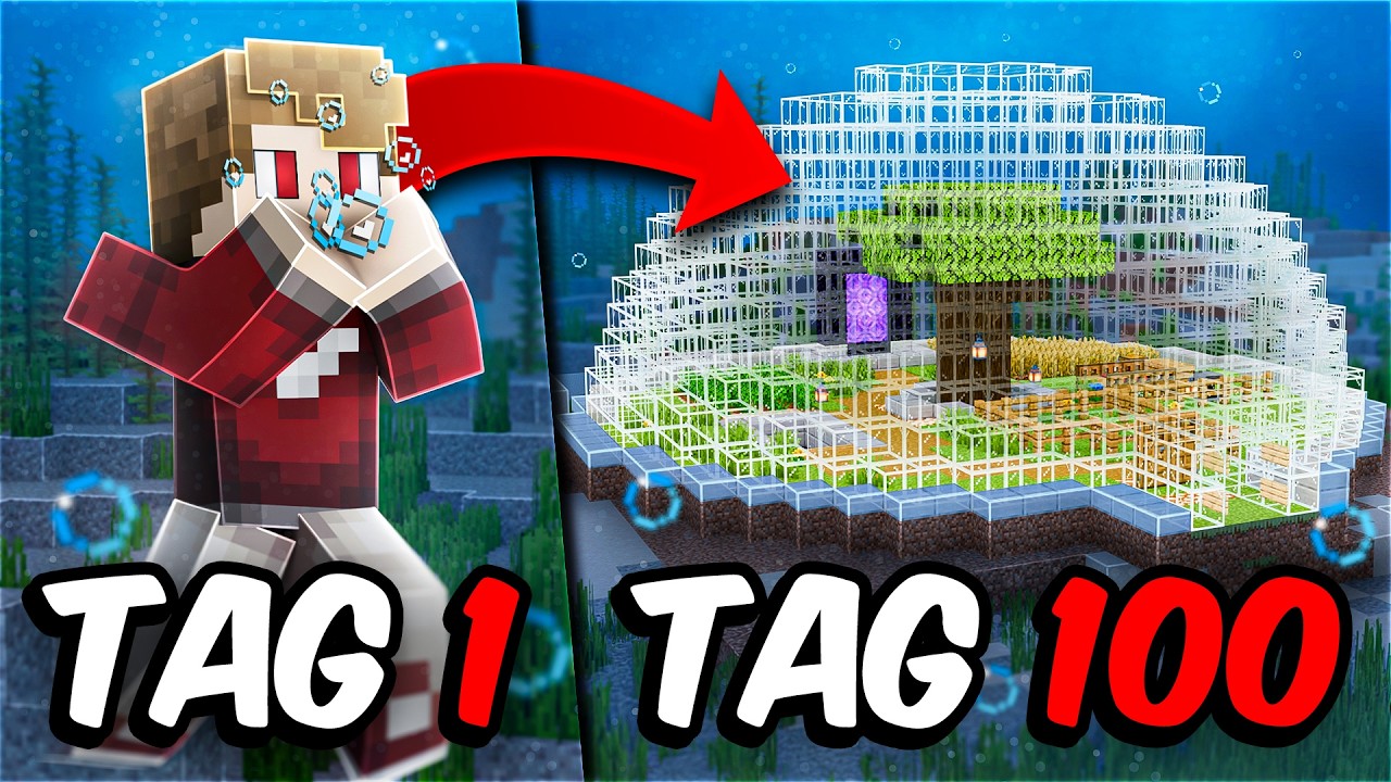 Ich überlebe 100 Tage Minecraft HARDCORE in einer Unterwasserwelt!
