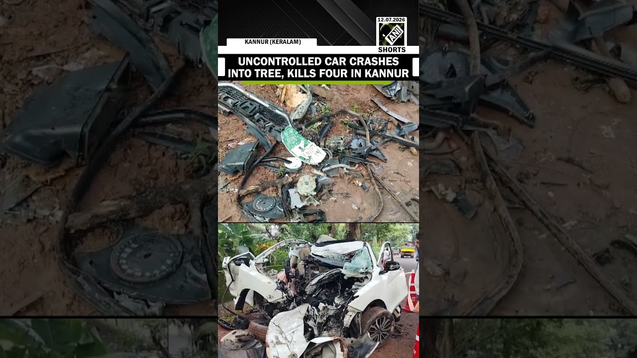 Uncontrolled car crashes into tree; four killed, one injured in Kannur