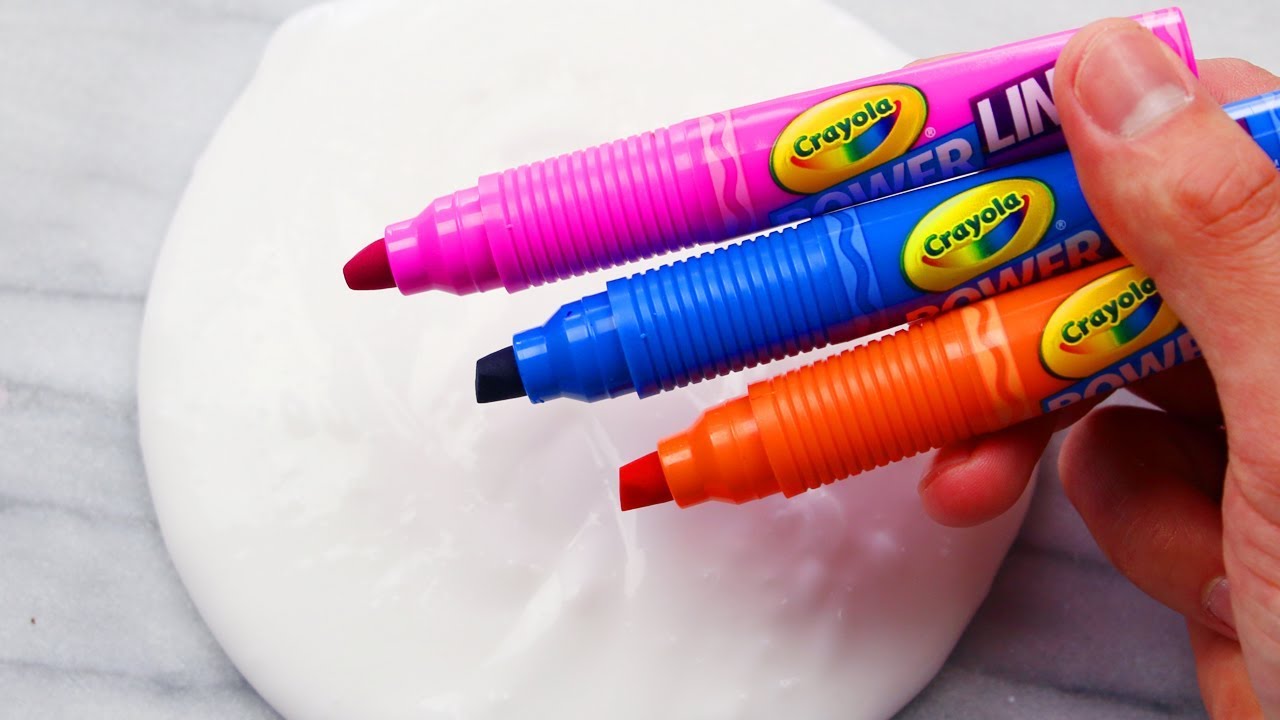 Satisfying & Relaxing Slime Coloring Swirls Using Scented Crayola Markers!