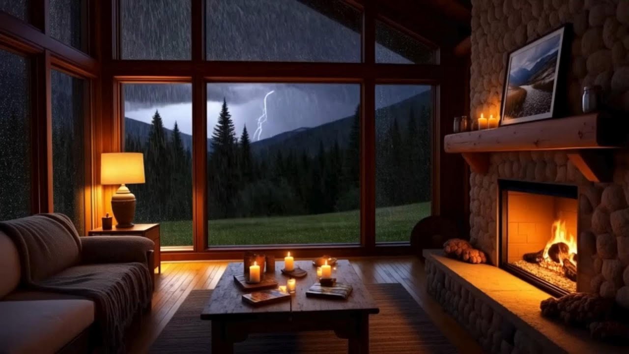 Rain Sounds for Sleeping and Thunder Sounds For Sleeping, Relaxing in Cozy Cabin