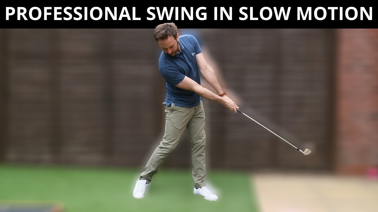 THE PROFESSIONAL GOLF SWING IN SLOW MOTION FACE ON CAMERA WEDGES, IRONS, FAIRWAY AND DRIVER - 240FPS