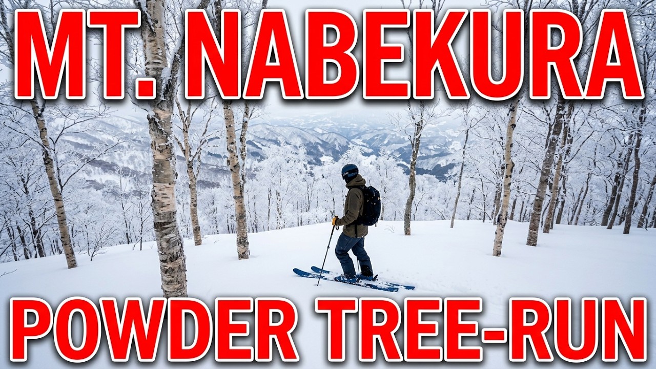 Free backcountry skiing at Nabekura-yama mountain near Nozawa-onsen Snow Resort