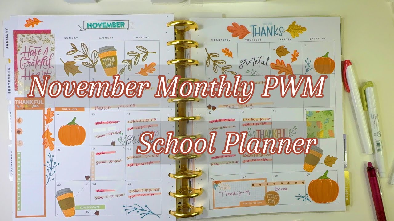 November Monthly PWM-School Planner