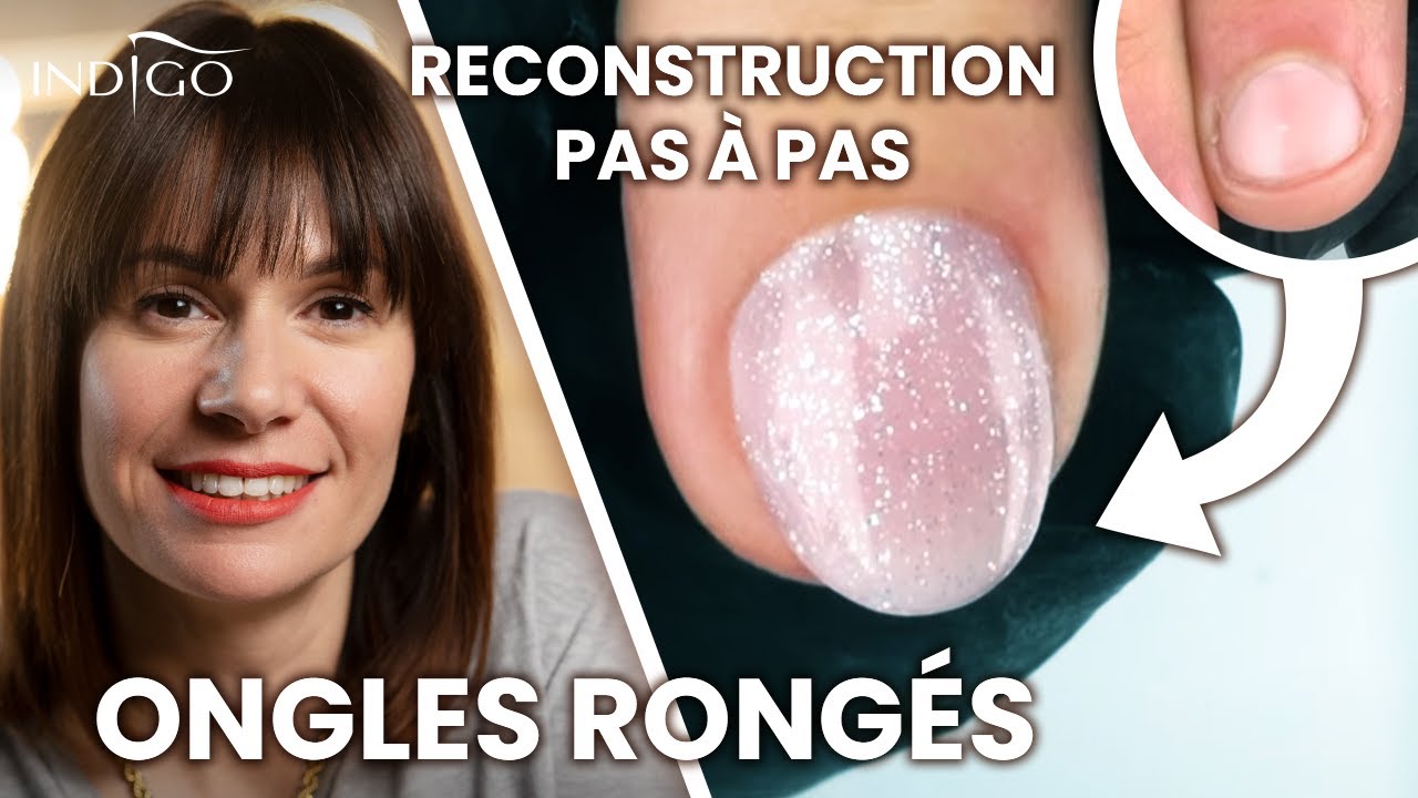 Comment faire un ongle en gel sur ongle rongé - chablon sur ongle tres court | Indigo Nails Français