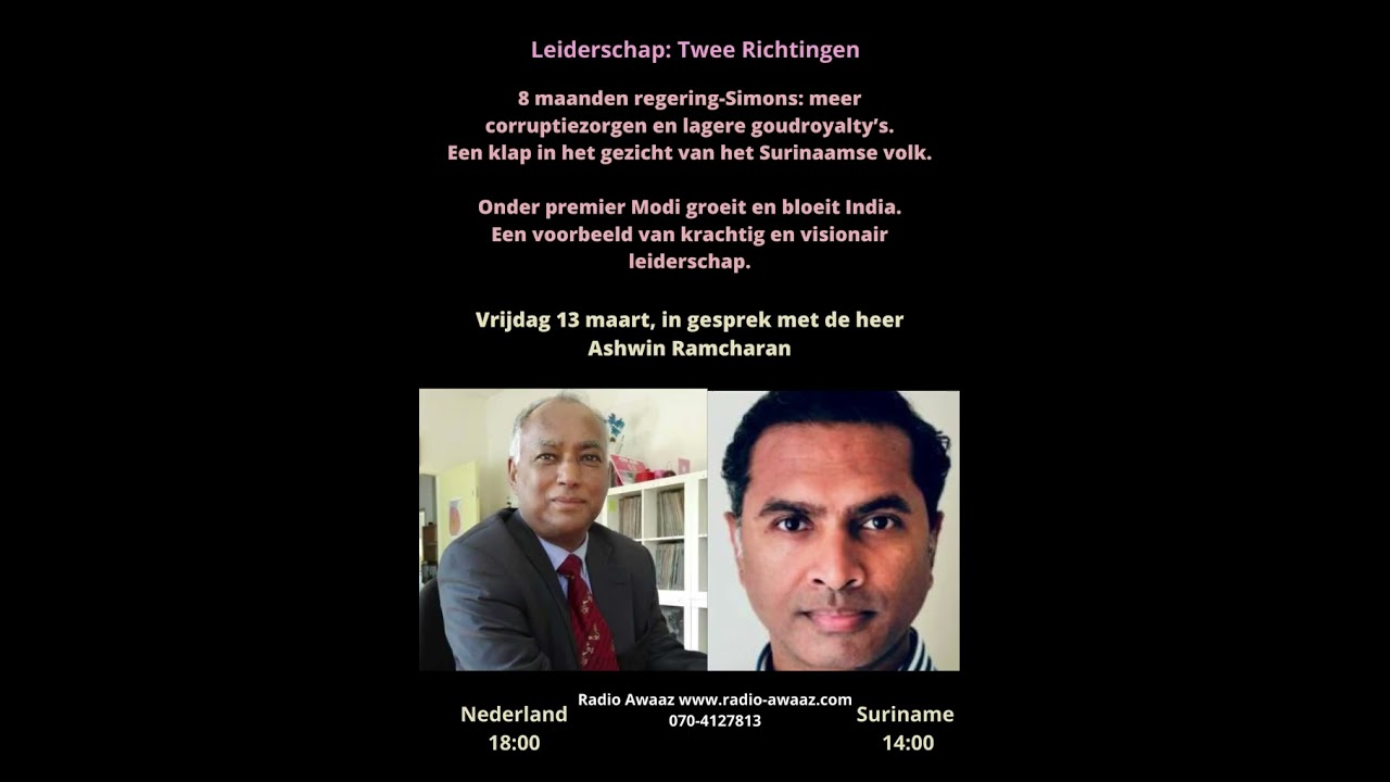 Interview Radio awaaz met de heer Ashwin Ramcharan op vrijdag 13 maart 2026