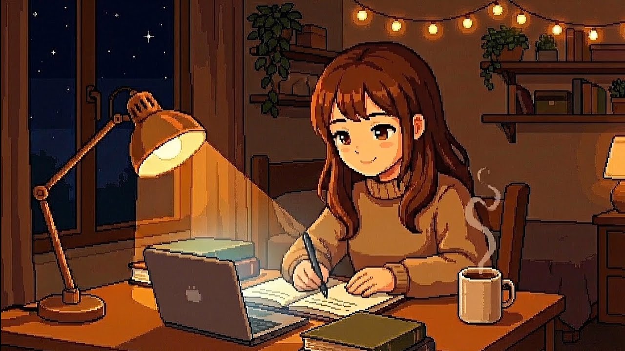 Study With Me 🌙 Cozy Night Room | Relaxing Pixel Ambience