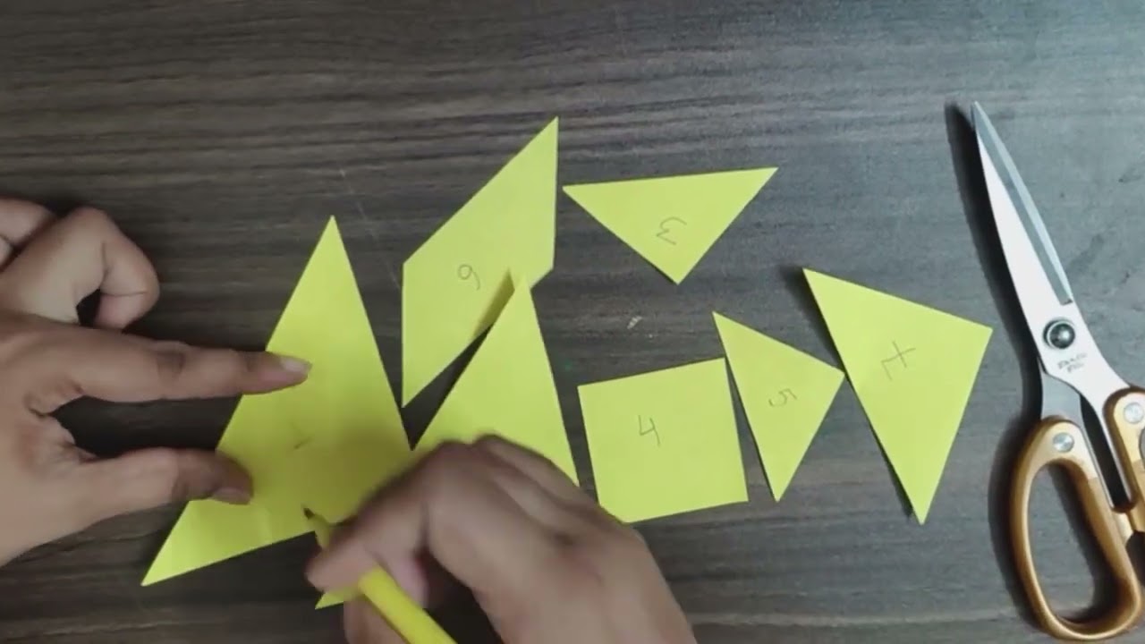 How to cut a tangram and different shapes made from it