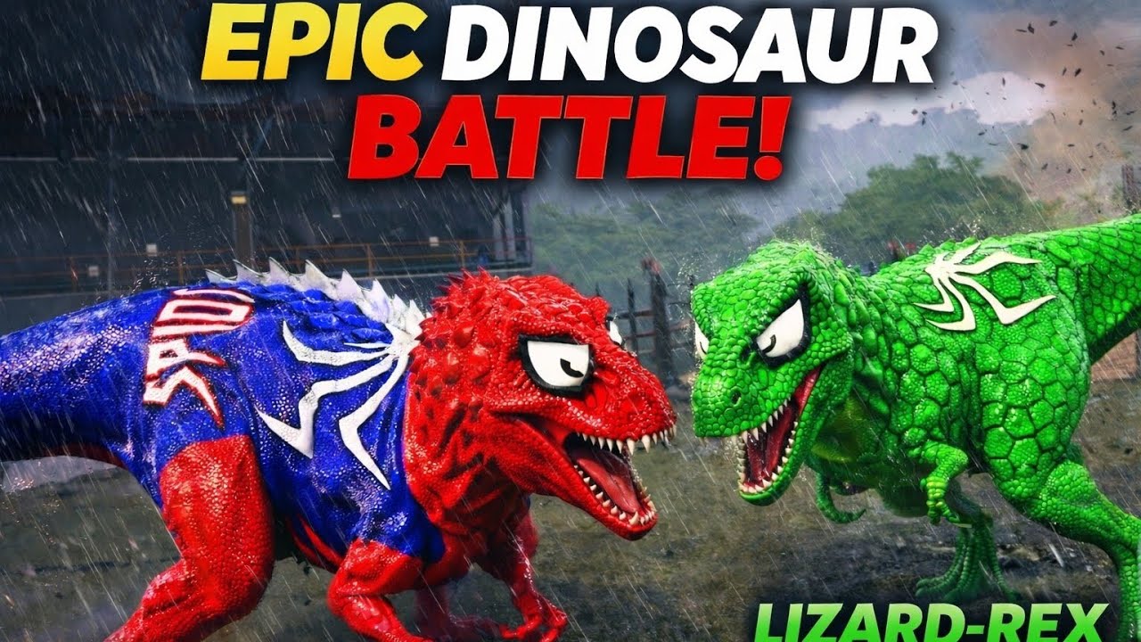 अल्टीमेट डायनासोर बैटल 🔥 | ब्लूज़िला बनाम स्पाइनो-स्पाइडर (3D गेम)#trex #spinosaurus #dinosaurfight 
