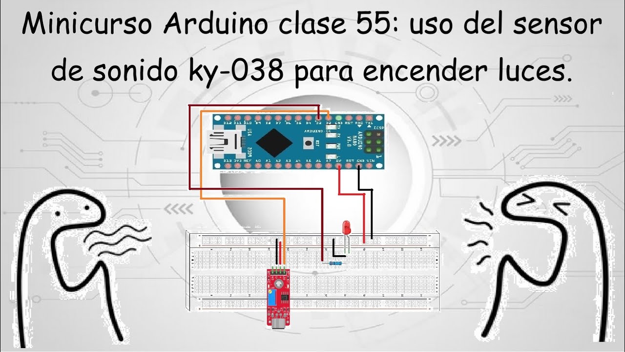 Minicurso Arduino clase 55: uso del sensor de sonido ky-038 para encender luces.
