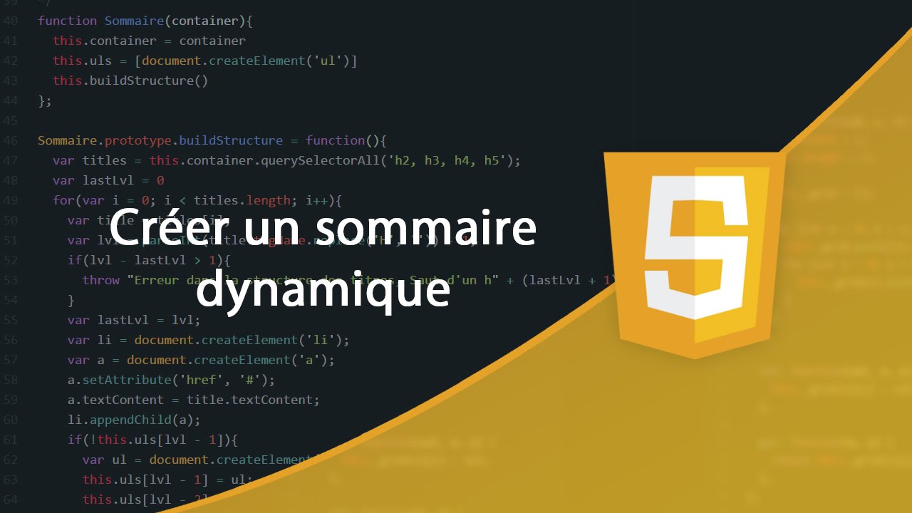 Tutoriel JavaScript : Sommaire dynamique