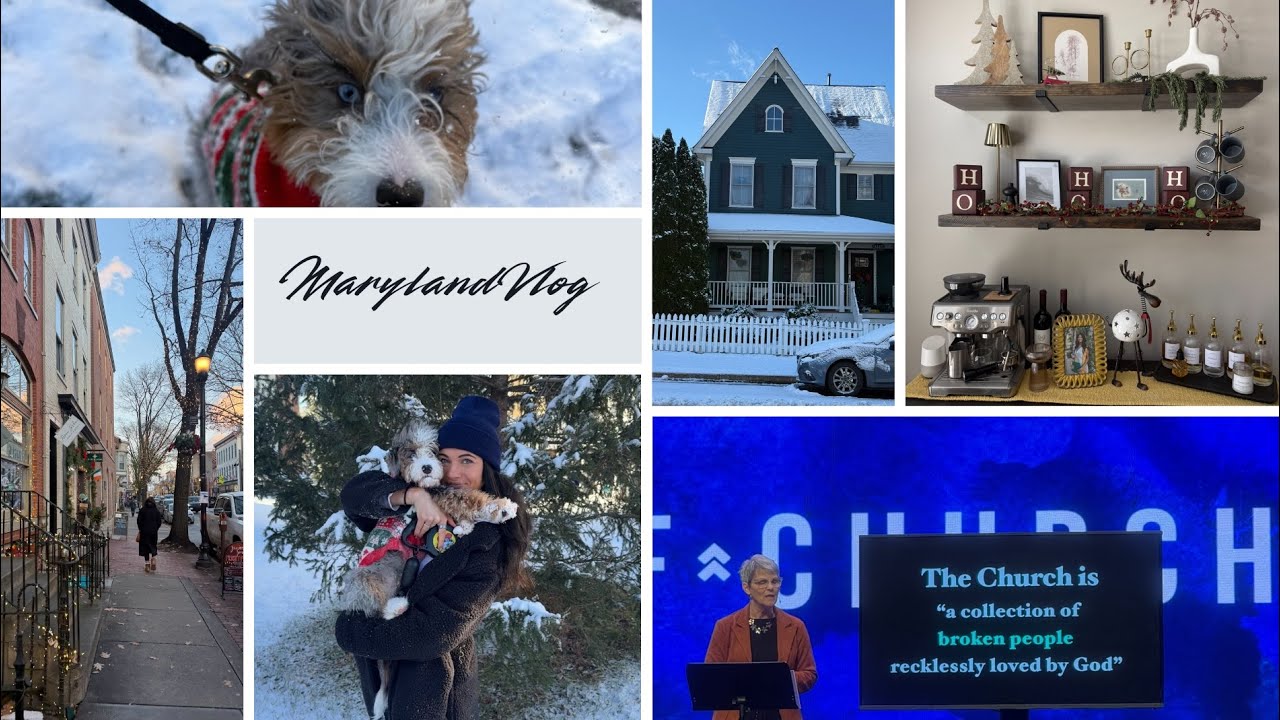 VLOGMAS 18 | Coast’s first snow!!❄️ Church, Waffle House, downtown Frederick, Christmas shopping