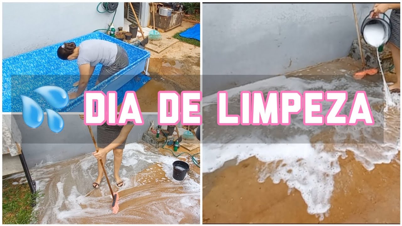 Dia de Faxina no Quintal 🧹 Lavando Piscina das Crianças e Calçada