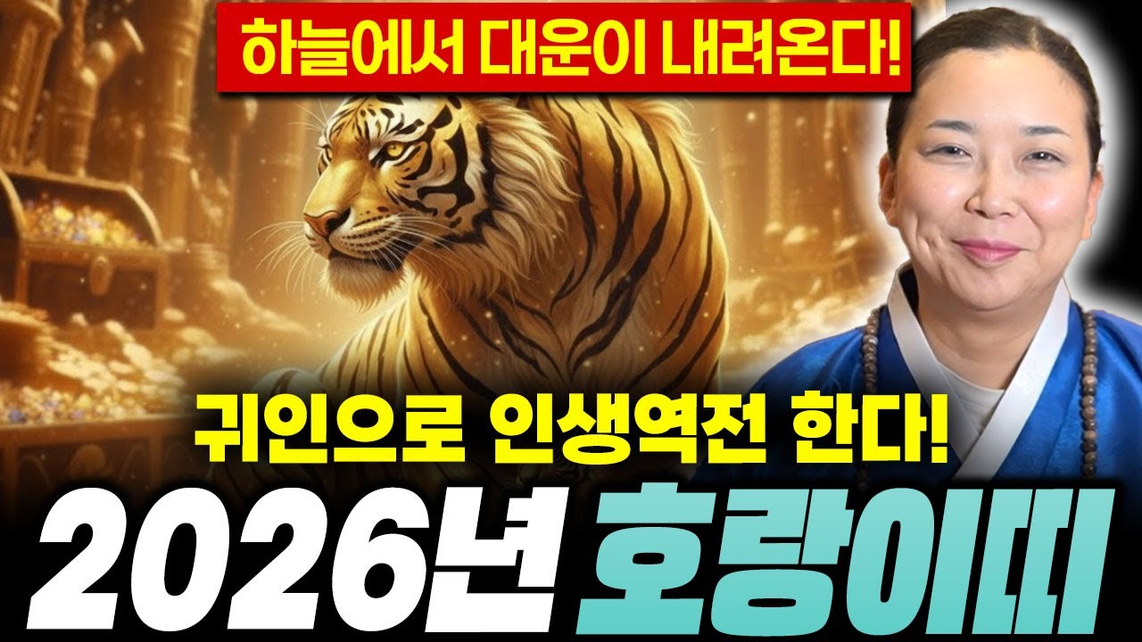 ⭐2026년 대박나는 호랑이띠운세⭐귀인으로 인생역전?! 하늘의 대운이 내려와 최고의 해가 된다! 50년생 62년생 74년생 86년생 호랑이띠 운세