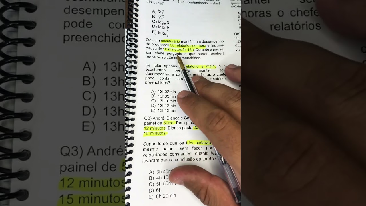 Concurso Banco do Brasil - Um escrituário mantém um desempenho de preencher 30 relatórios por hora