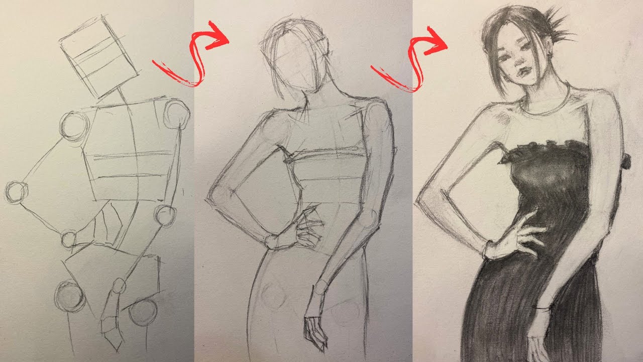 Easy Stylized Figure Sketch — Soft Graphite Shading (No Talking)