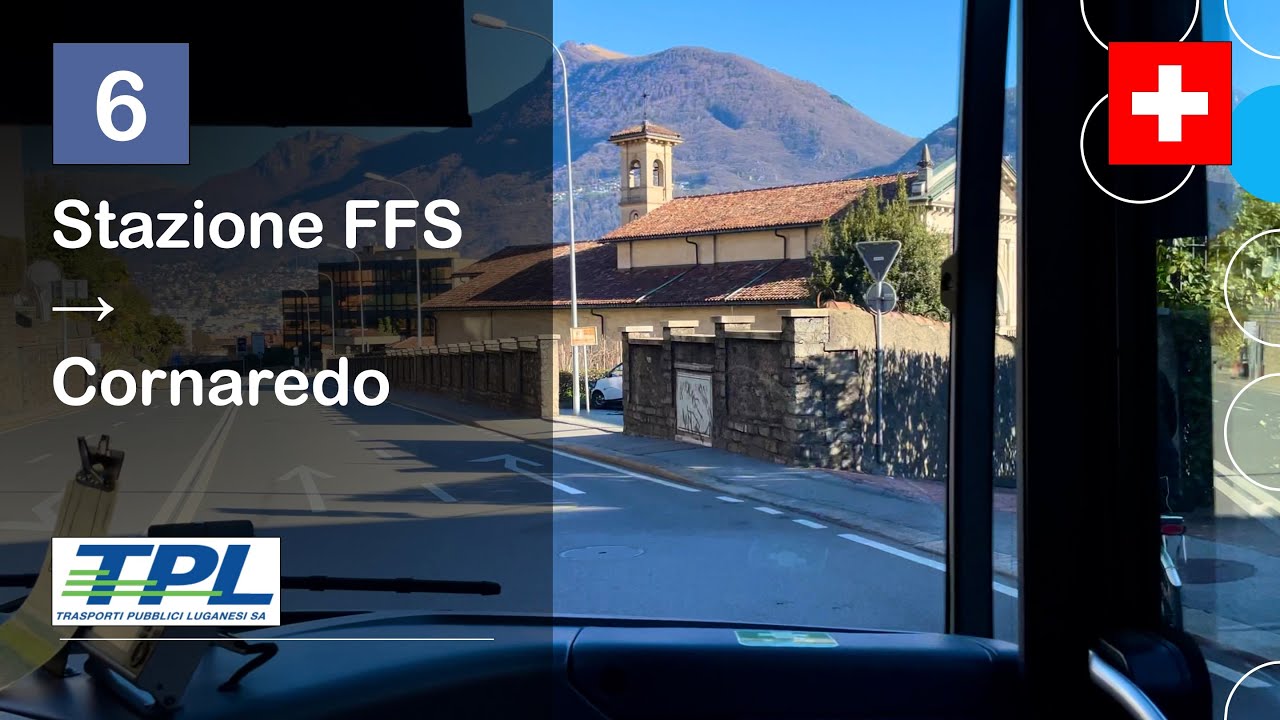 [4K] 🇨🇭 Cab Ride: TPL LUGANO BUS | 6: Stazione FFS → Cornaredo | Mercedes-Benz Citaro C2 G Hybrid