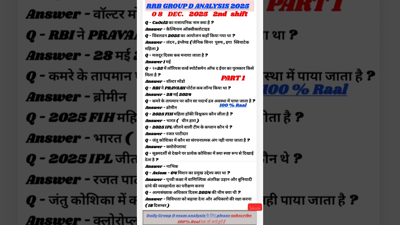 RRB Group D Review 2nd shift 8 December 2025 | RRB group D exam analysis #rrbgroupdexamanalysis