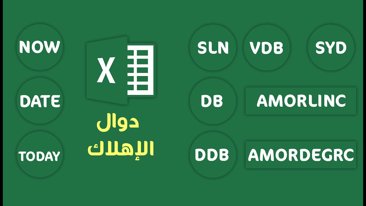 شرح كل دوال الإهلاك بالتفصيل SLN,SYD,DB,DDB,VDB,AMORLINC,AMORLEGREC