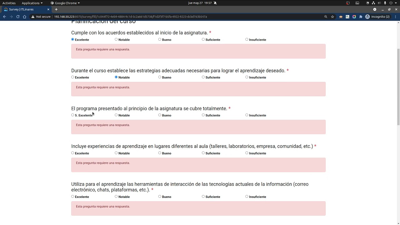 ITLinares-Oohel Planner-Realizar evaluación docente y de tutor como alumno