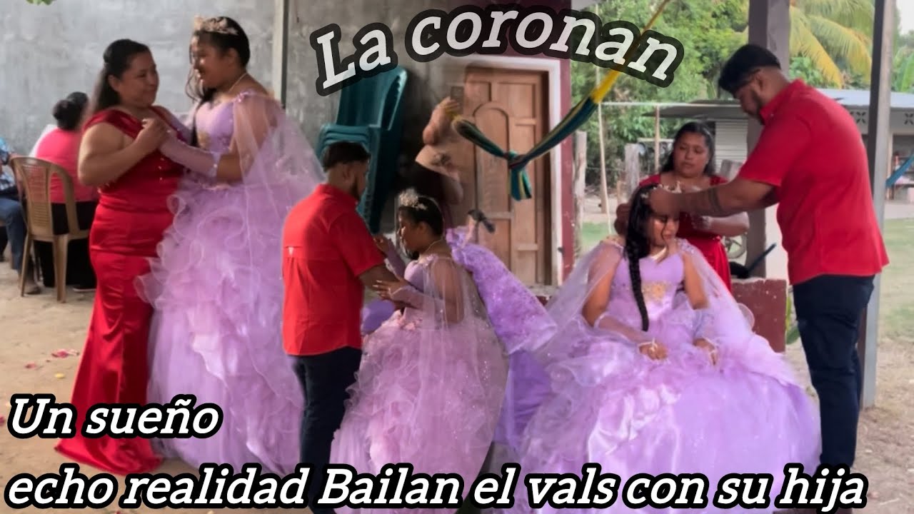 Le colocan entre lágrimas la corona a su hija/ los padres bailan el vals con la 15 añera😍