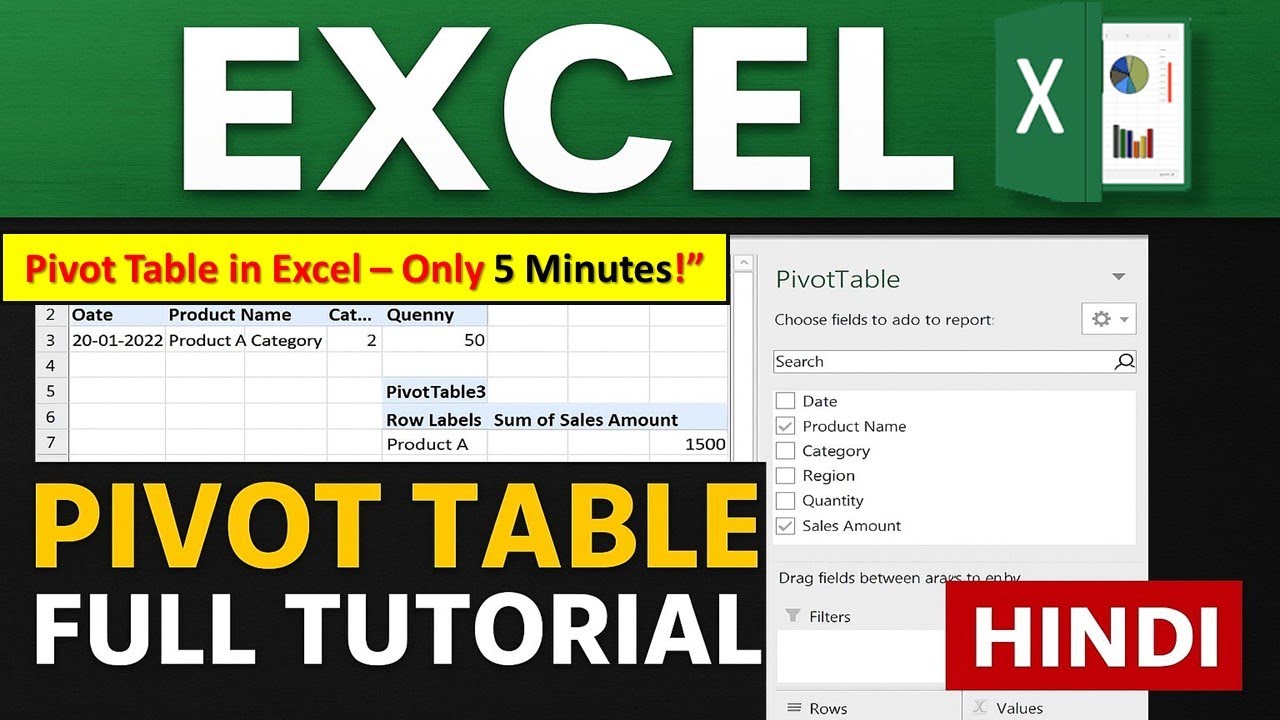 &ldquo;Pivot Table in Excel &ndash; Full 5 Minute Tutorial in Hindi | Report in 1 Click!&rdquo;