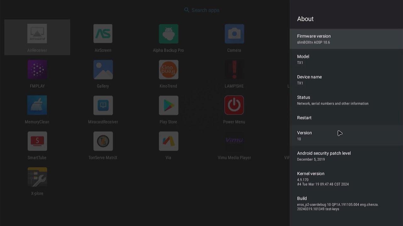 Tanix TX1 Allwinner H313 running SlimBoxtv firmware (aosp)