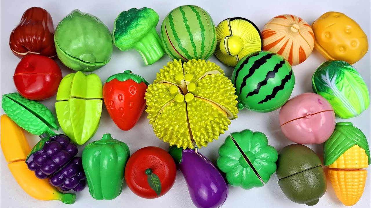How to Cutting Wooden & Plastic Fruit Vegetables, Cutting Durian, Watermelon, Satisfying Video ASMR