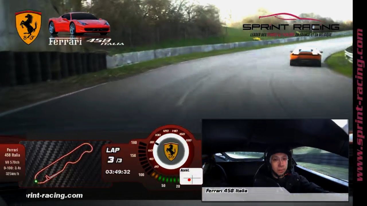 Stage Pilotage Ferrari 458 Italia - 202 km/h en dépassant une Lamborghini Huracan - circuit Trappes