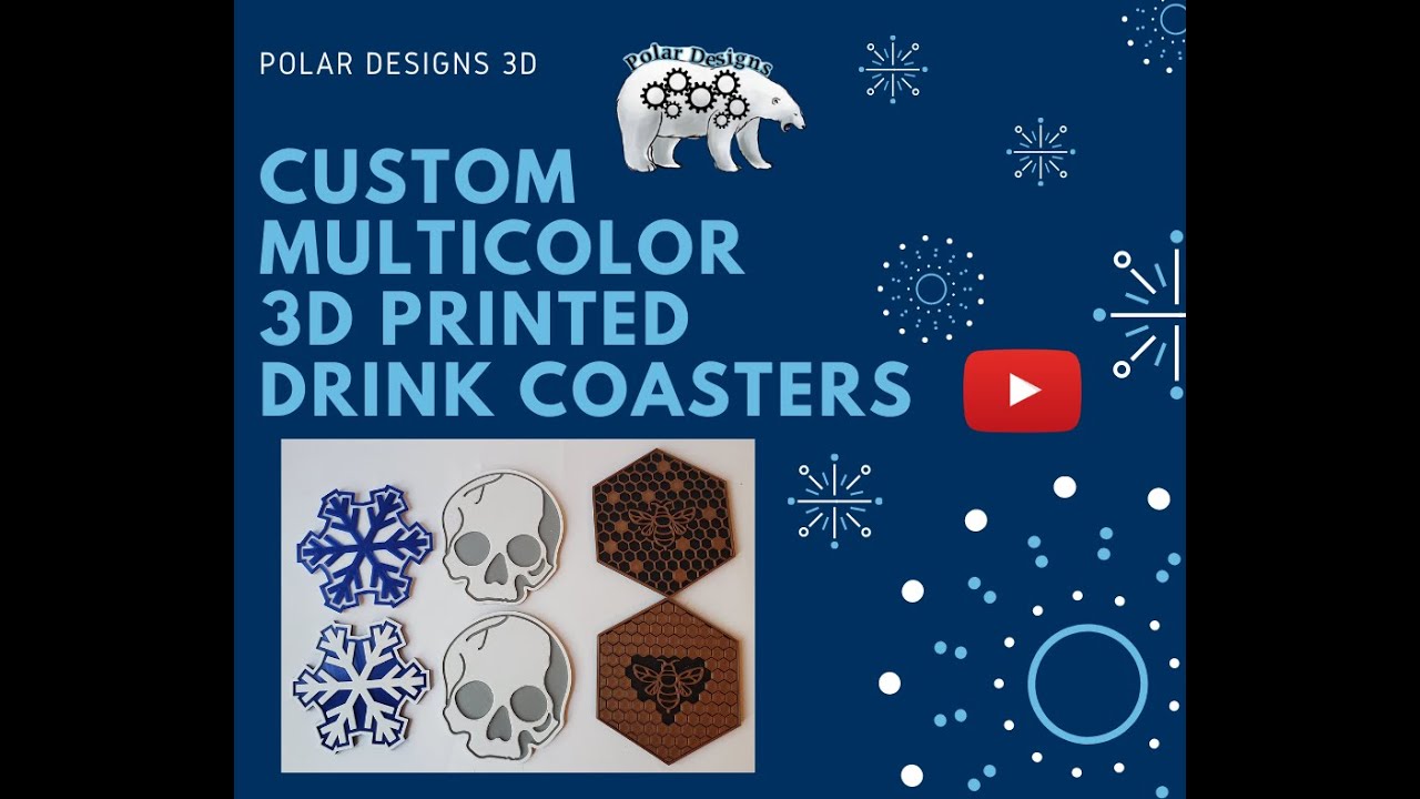 Custom Multicolor 3D Printed Drink Coasters