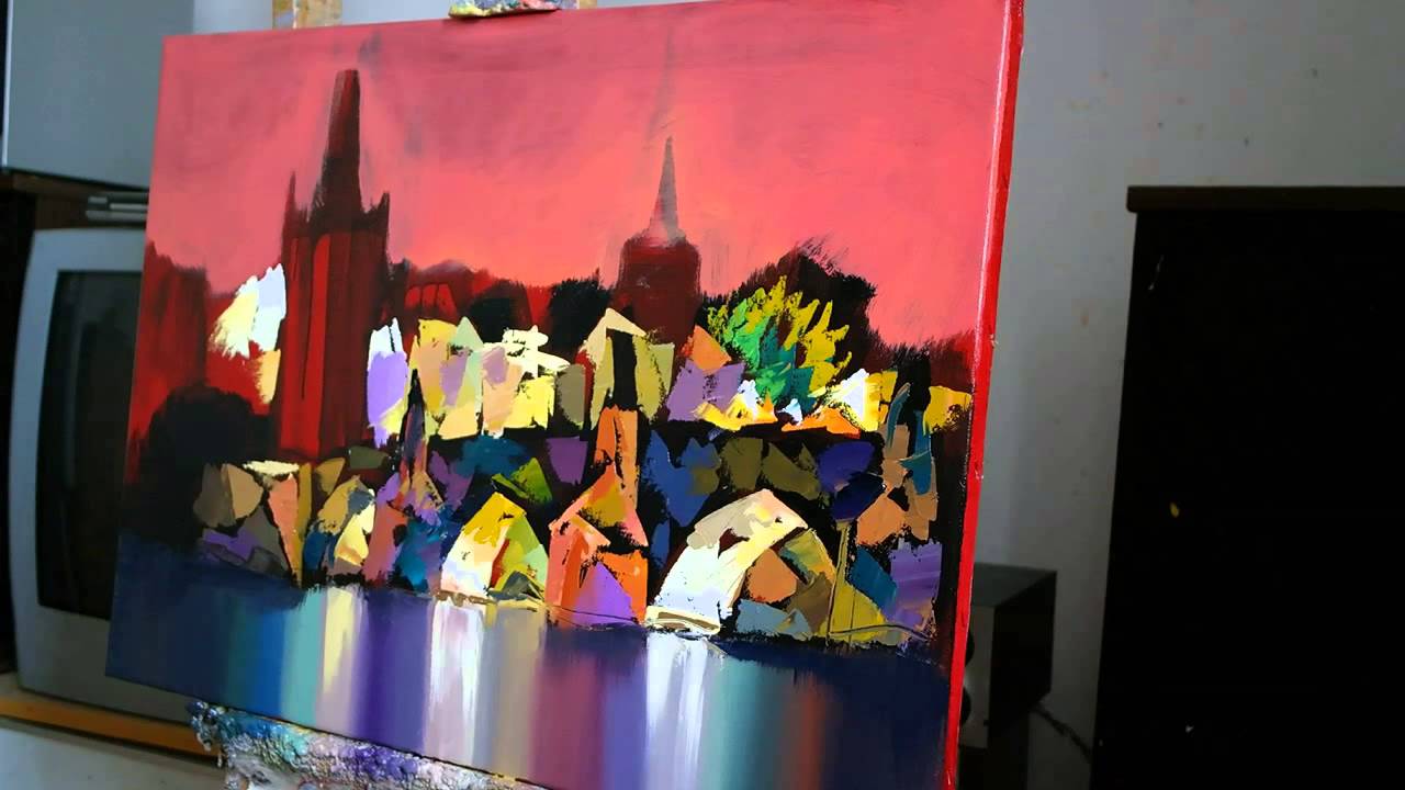 Живопись маслом на красном фоне