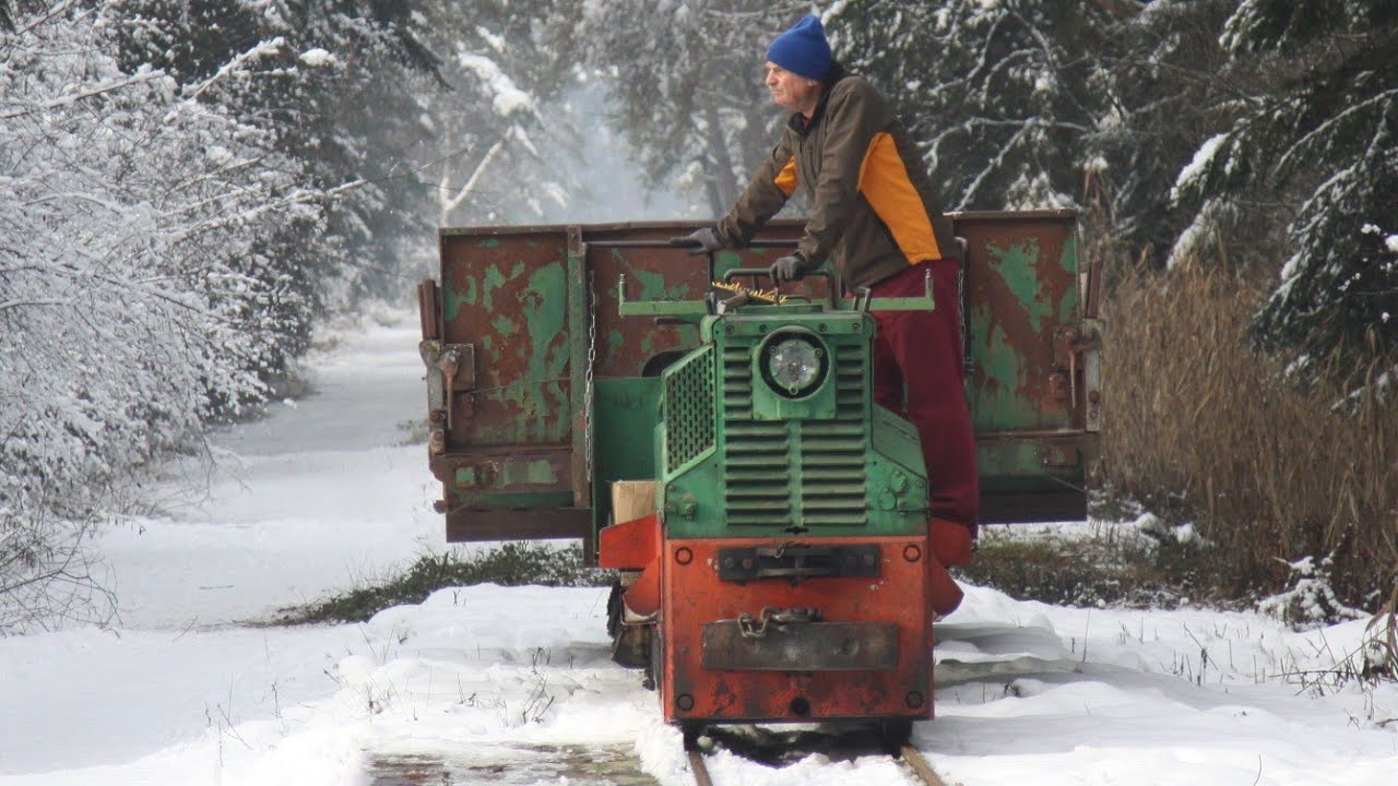 Feldbahn Ainring durch den Schnee mit Diema, Jenbach und Gmeinder