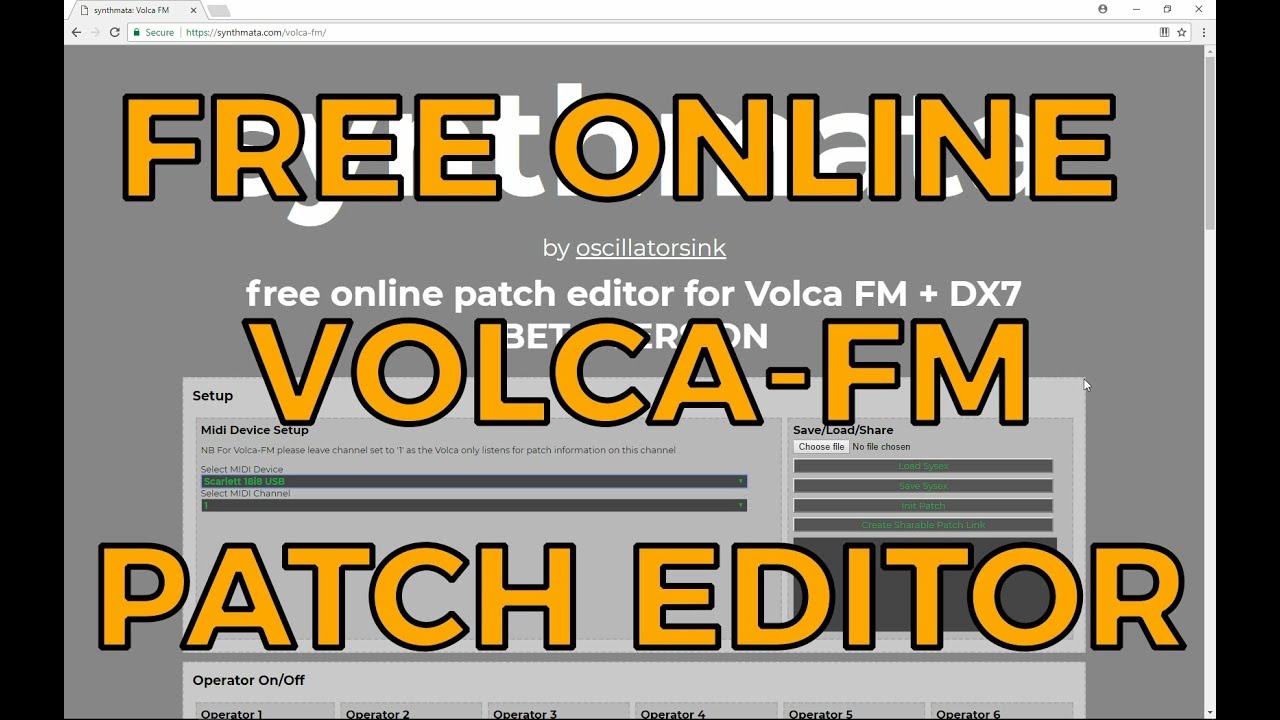 Synthmata - Free Online Patch Editor for Volca FM and DX-7